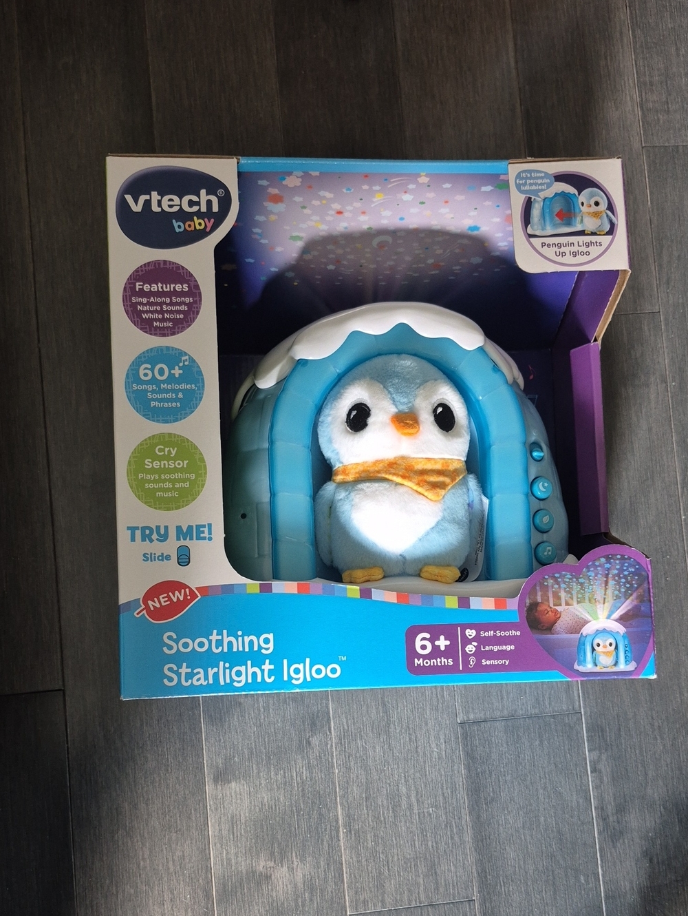 VTech Baby Soothing Starlight Igloo Plush Penguin - Blue